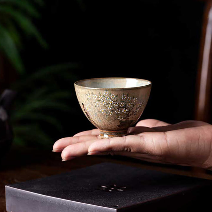 Buddha Stones Jingdezhen peintes à la main en porcelaine au four Ru Hanfu Girl Flower Ceramic Teacup Kung Fu Tea Cups