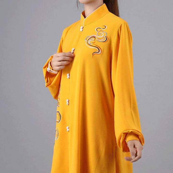 Ensemble de vêtements unisexe avec broderie de Buddha Stones et nuages de bon augure, méditation, prière, spirituel, zen, tai-chi, qigong