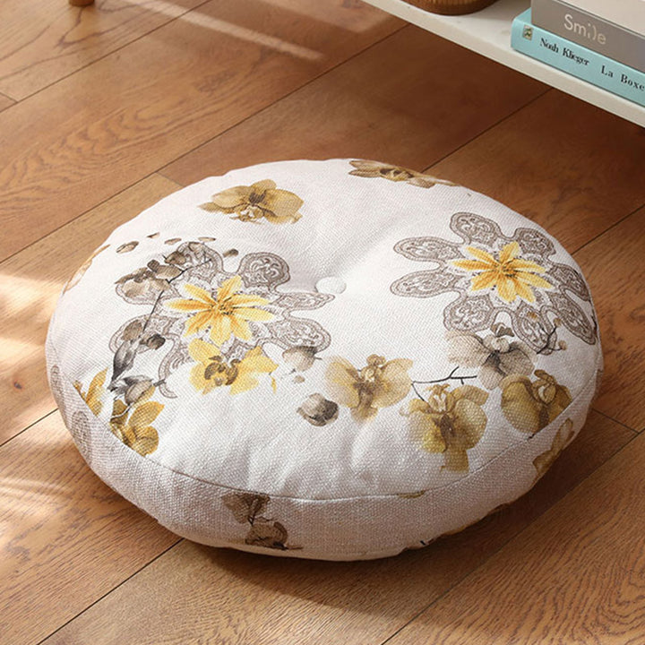 Coussin de siège de méditation en lin à motif simple Buddha Stones et lotus, décoration de salon pour la maison - Détachable - 40 cm x 10 cm - Crème à la menthe - image 19