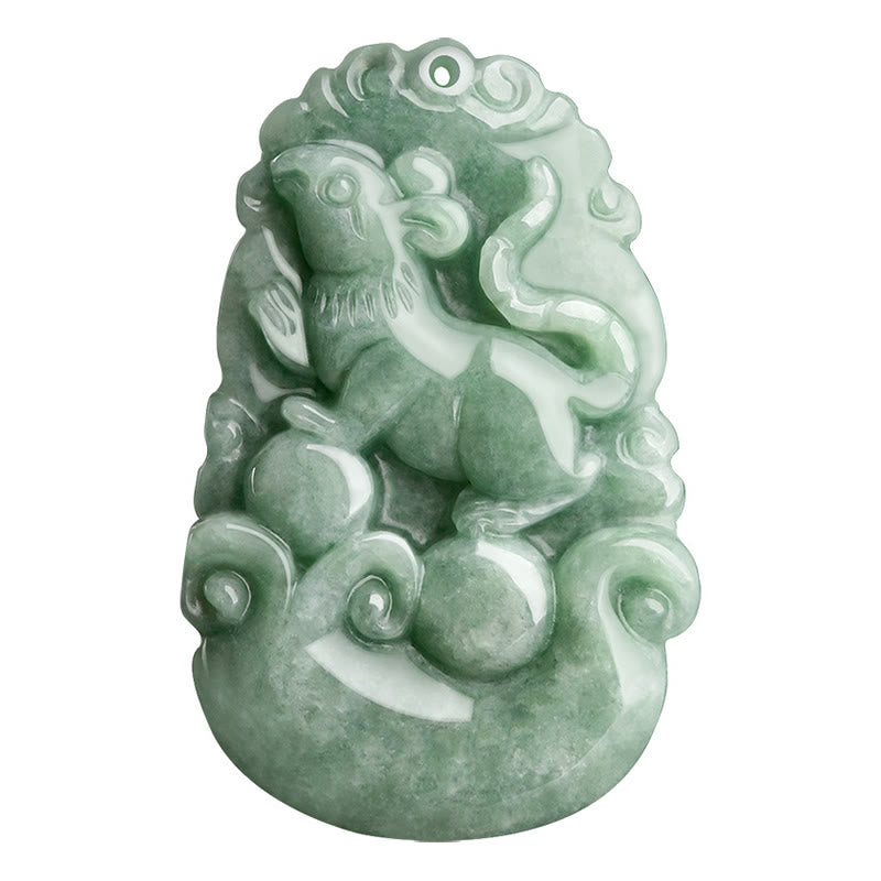 Collier pendentif en jade vert naturel avec Buddha Stones et 12 signes du zodiaque chinois