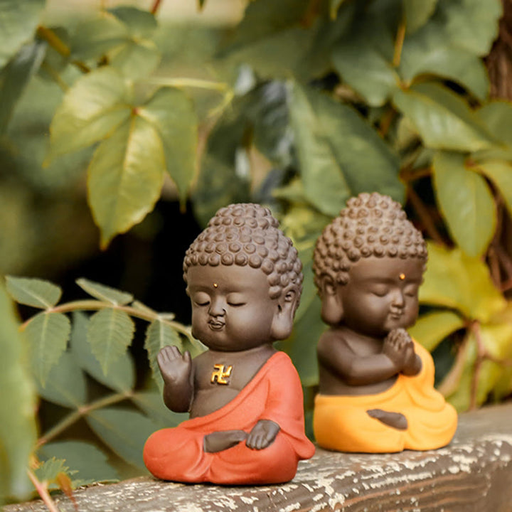 Buddha Stones Petit Bouddha Sérénité Argile violette Décoration de bureau à domicile