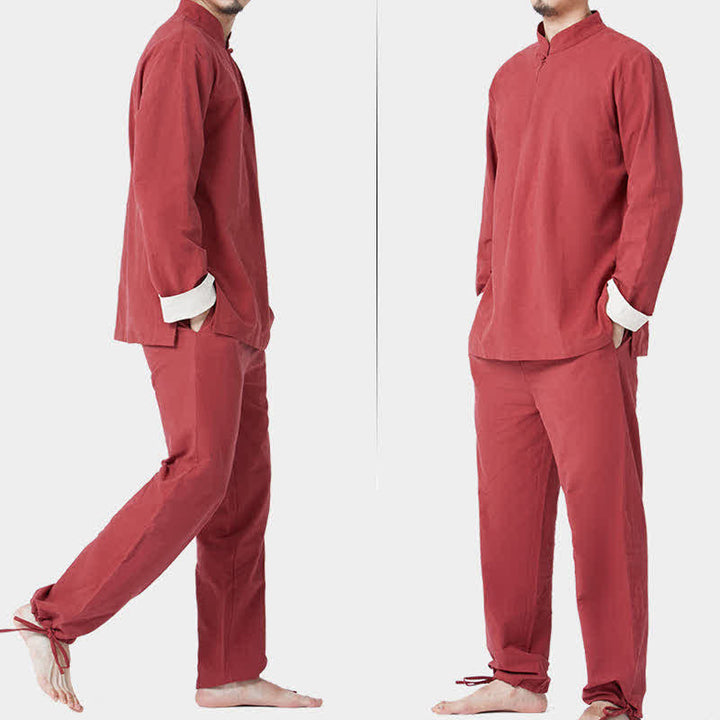 Ensemble de vêtements en coton et lin pour homme Buddha Stones, méditation spirituelle, zen, yoga, prière