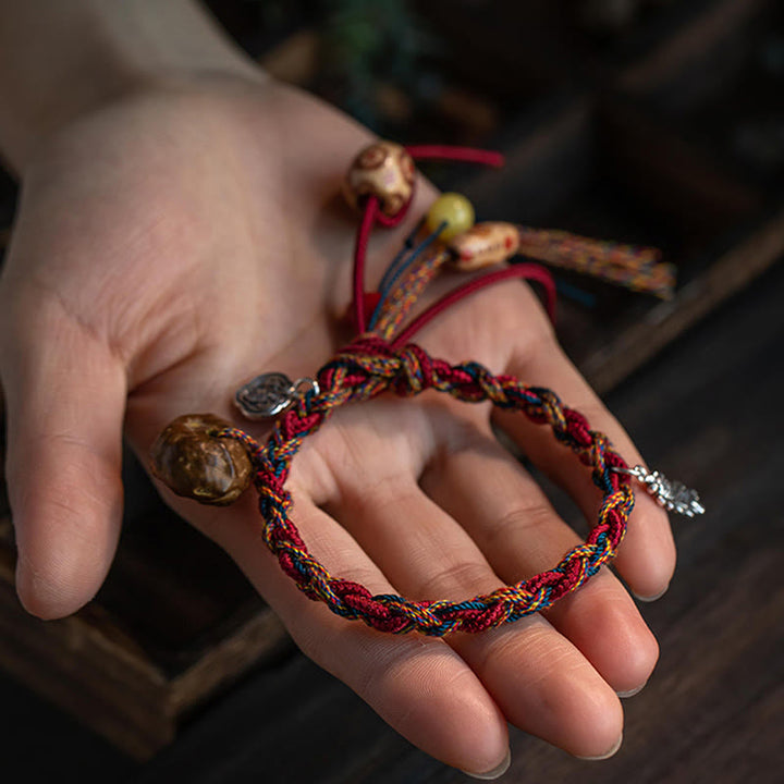 Bracelet tibétain en argent sterling 925 avec Buddha Stones et fil coloré fait à la main, protection contre les poissons Koi - image 3