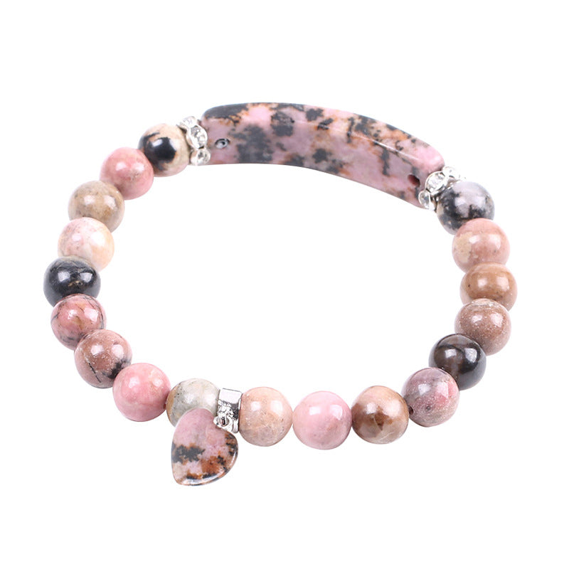 Bracelet de perles de guérison en forme de cœur avec Buddha Stones en rhodonite