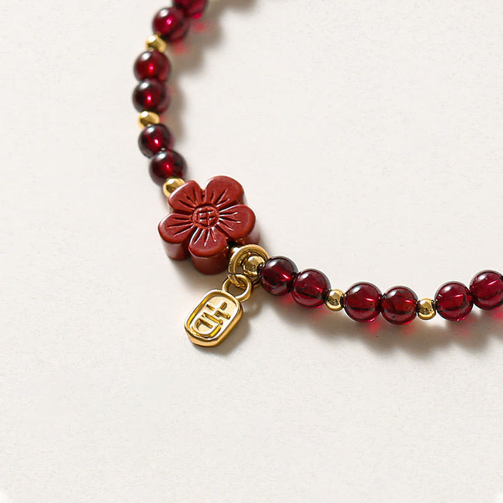 Bracelet Buddha Stones en or 14 carats avec grenat naturel et cinabre - image 7