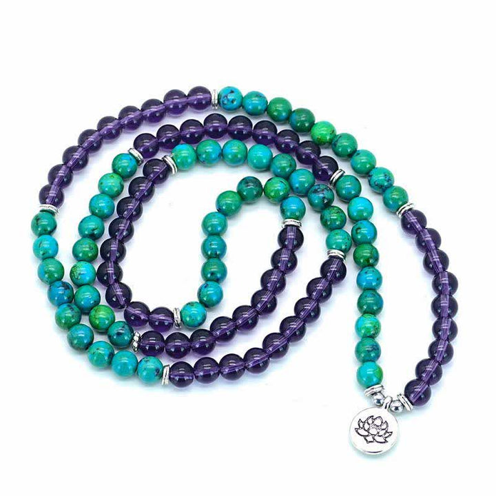 Bracelet à breloques Lotus spirituel en Buddha Stones Améthyste Aventurine verte - image 4