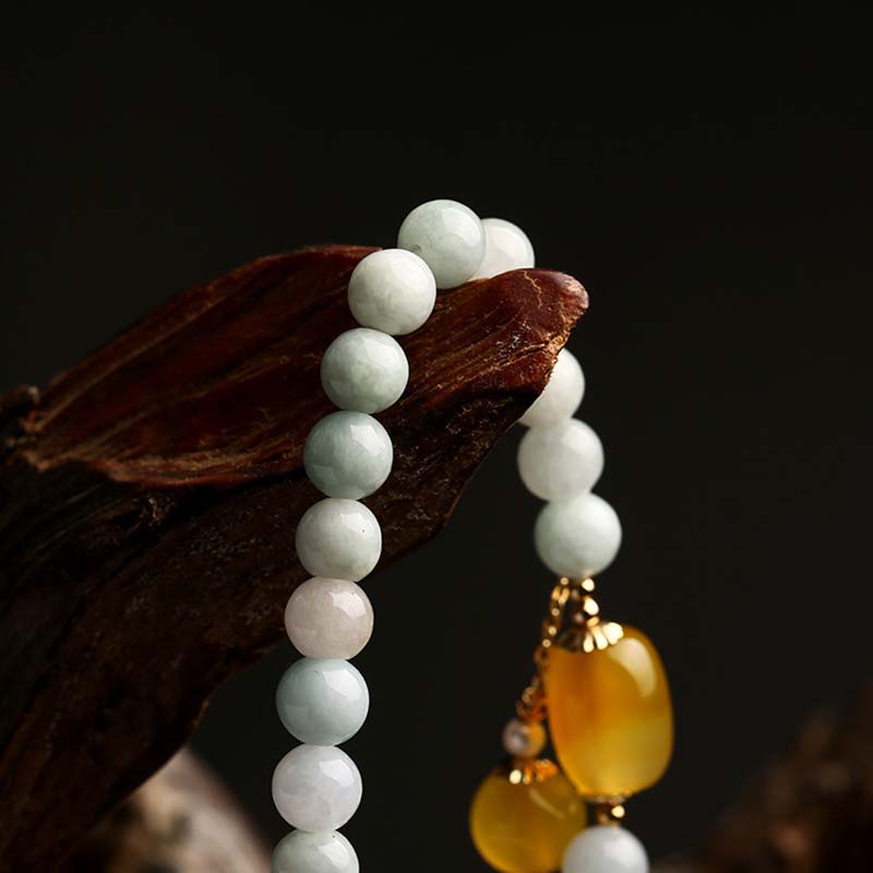 Bracelet de protection en agate de jade blanc naturel Buddha Stones