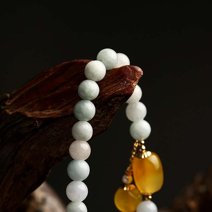 Bracelet de protection en agate de jade blanc naturel Buddha Stones
