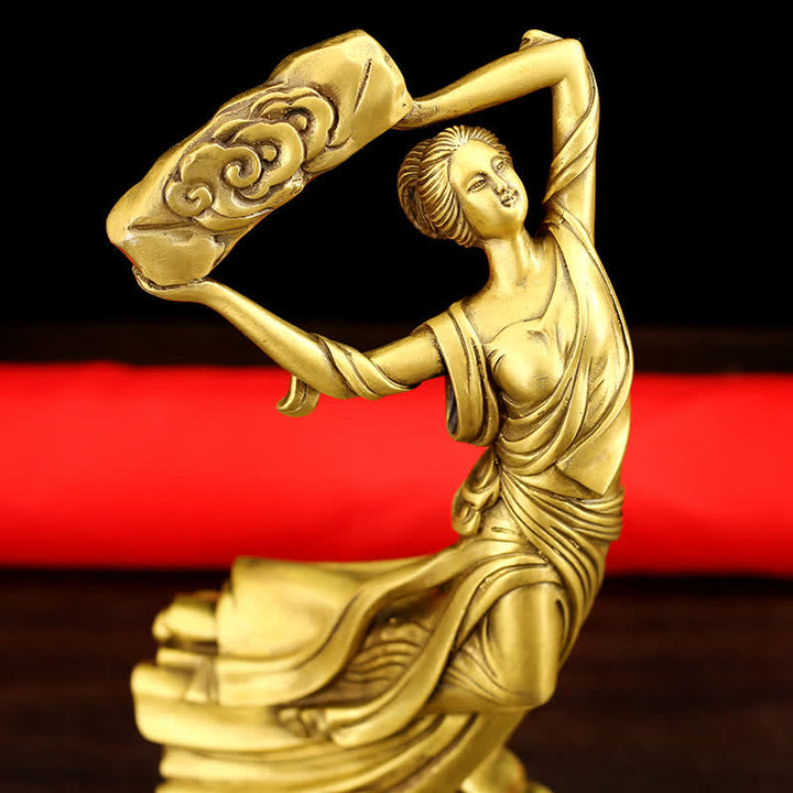 Statue décorative en cuivre du Bodhisattva Nuwa qui répare le ciel