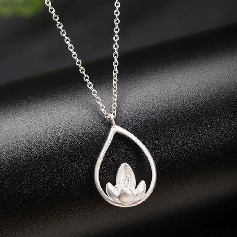 Collier pendentif fleur de lotus en argent sterling 925 Buddha Stones - image 5