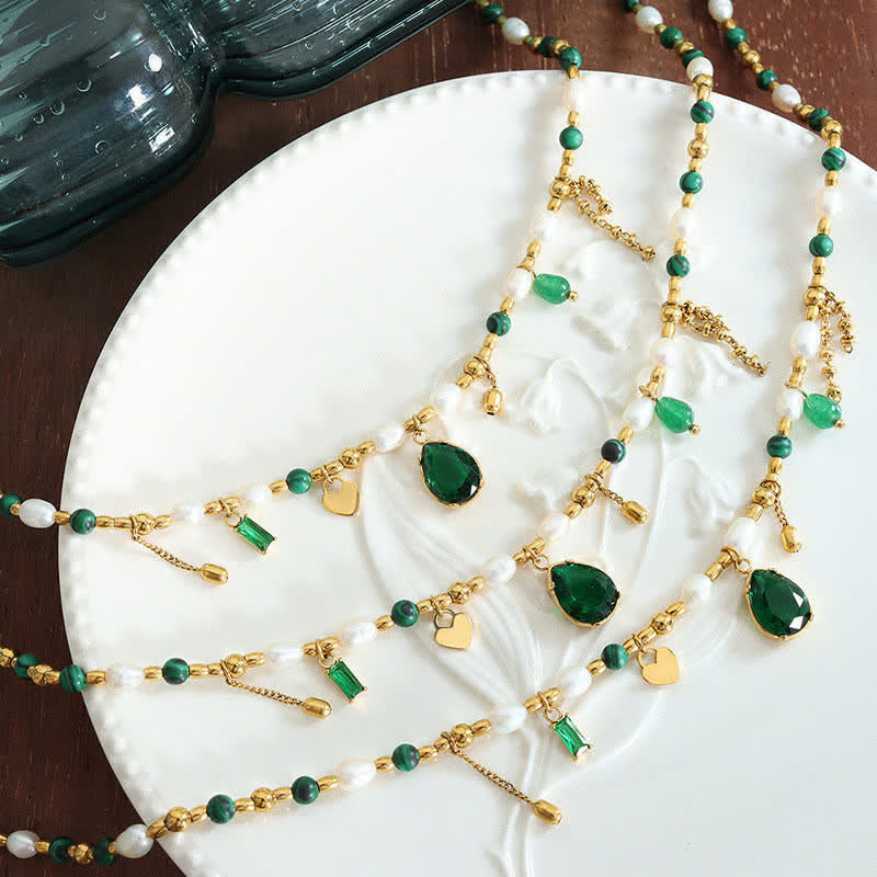 Collier pendentif calme en perles de zircon turquoise