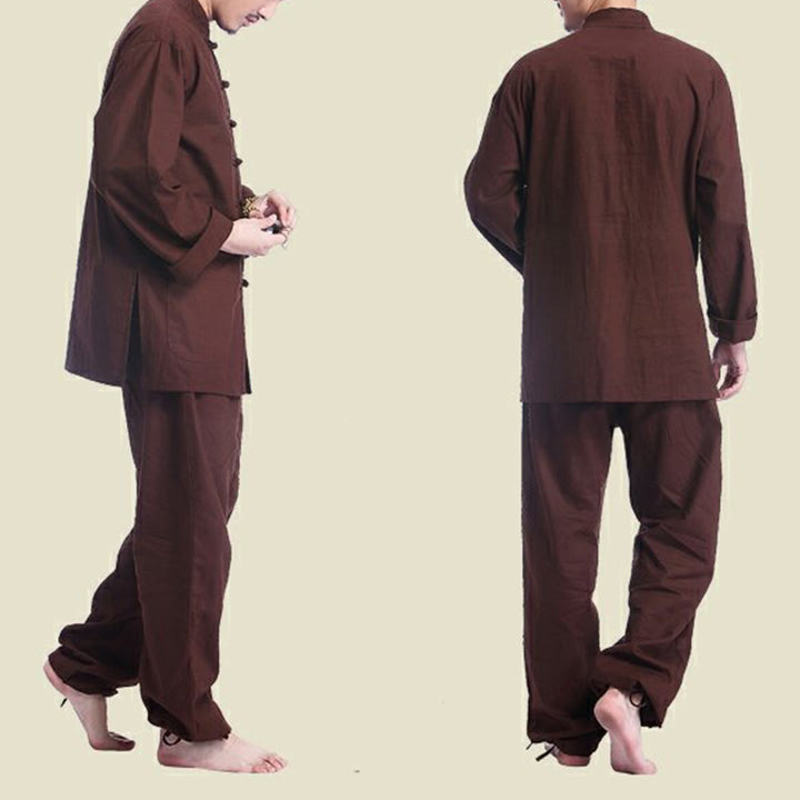 Ensemble pour homme en coton et lin avec boutons en forme de grenouille chinoise et Buddha Stones, méditation, prière, pratique spirituelle zen, yoga - image 16