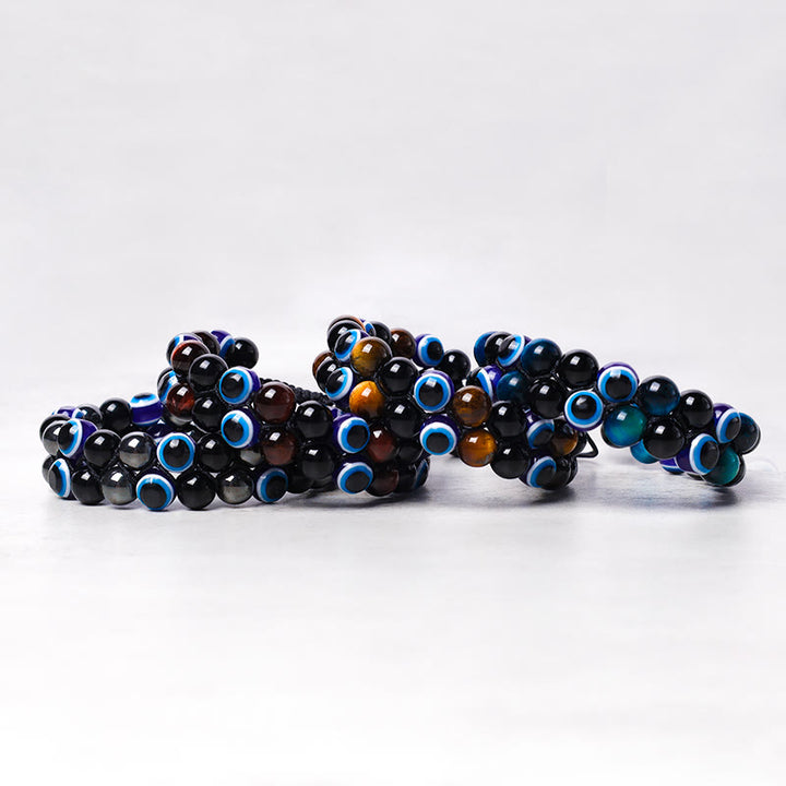 Bracelet de perles de protection contre le mauvais œil en hématite et œil de tigre Buddha Stones