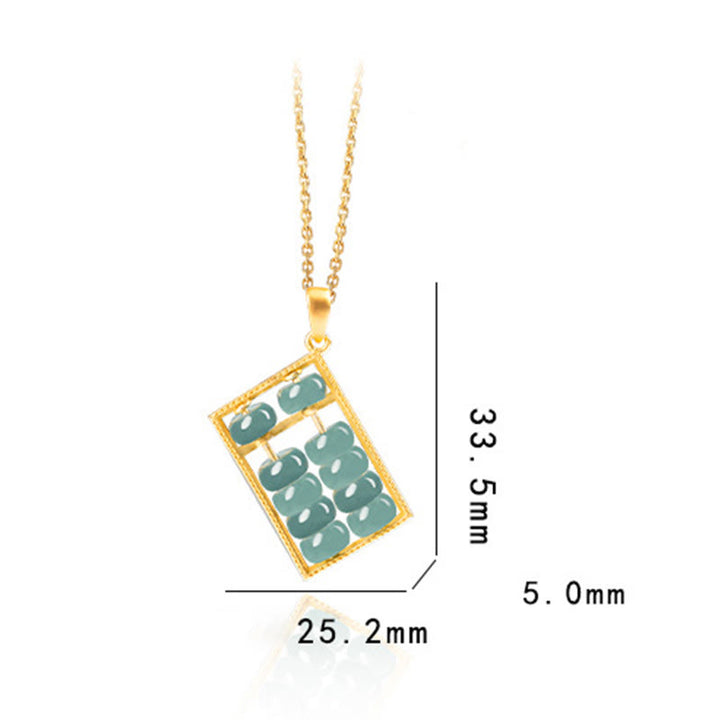 Collier pendentif en argent sterling 925 avec Buddha Stones et jade naturel à motif boulier