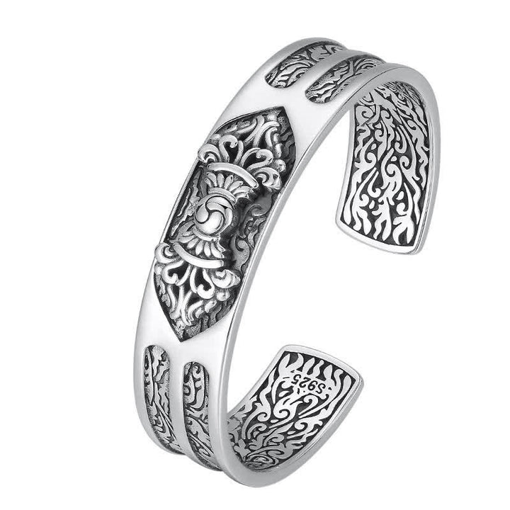Bracelet de puissance spirituelle gravé Vajra Dorje en argent sterling 925 Buddha Stones