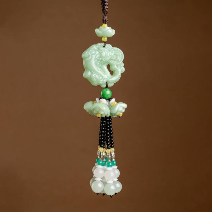 Pendentif de voiture en Buddha Stones FengShui Jade PiXiu Bénédiction Décoration