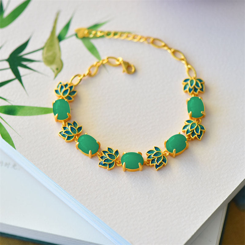 Bracelet de protection Lotus en jade blanc et jade cyan Buddha Stones
