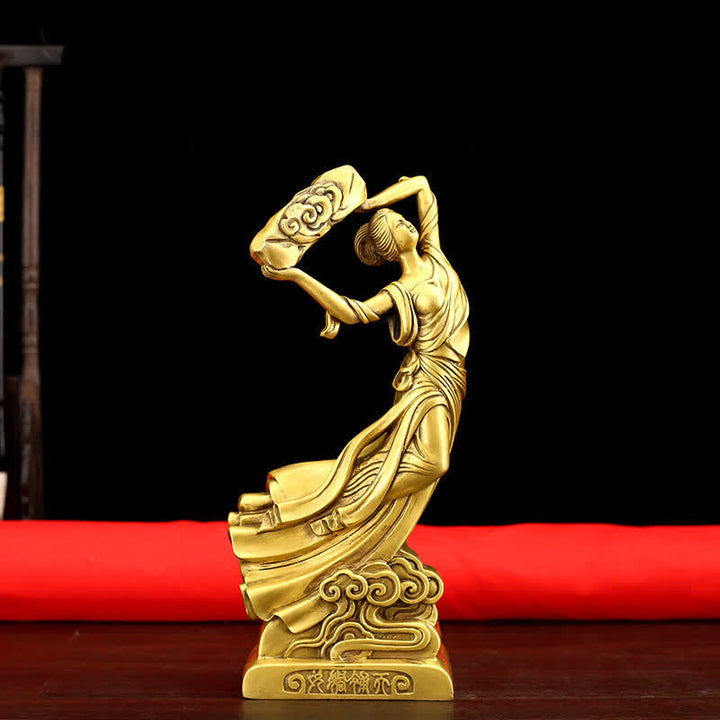 Statue décorative en cuivre du Bodhisattva Nuwa qui répare le ciel