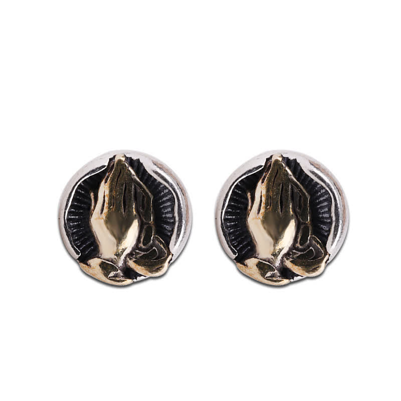 Boucles d'oreilles à tige Namaste Equality en argent sterling 925 Buddha Stones - image 13