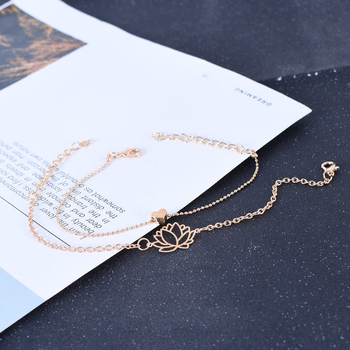 Bracelet Buddha Stones 2Pcs Fleur de Lotus Amour Coeur Illumination
