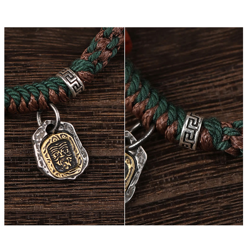 Bracelet tressé en os de chameau fait main en argent tibétain 925 avec pierres de Buddha Stones , déesse de la richesse, Zakiram
