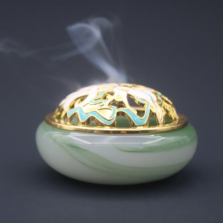 Brûleur d'encens de méditation de guérison en cristal de Liuli de renard à neuf queues de Buddha Stones