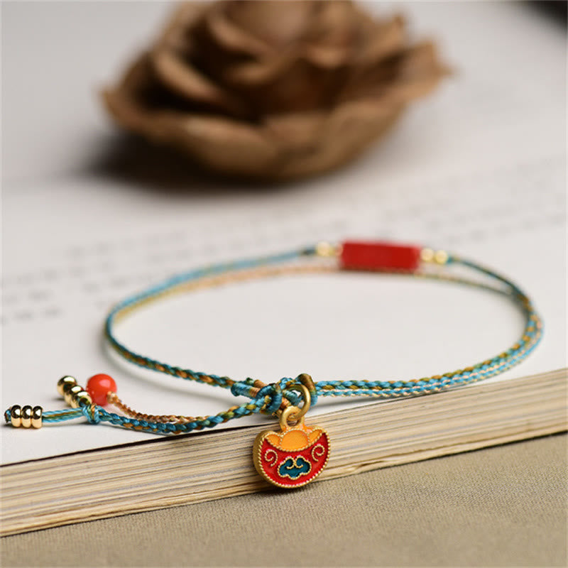 Bracelet tressé double couche fait main en cinabre avec Buddha Stones