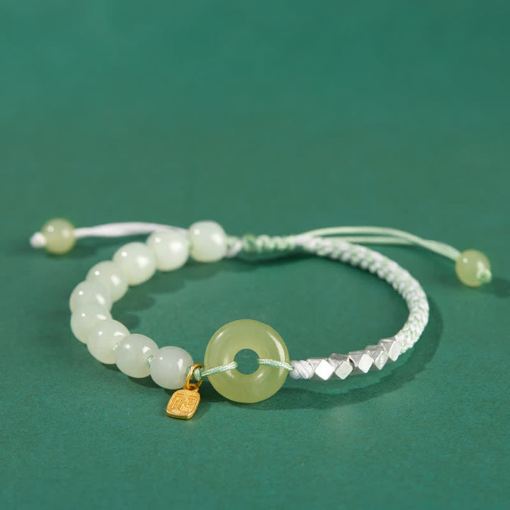 Bracelet porte-bonheur en perles de jade Hetian en argent sterling 925 Buddha Stones