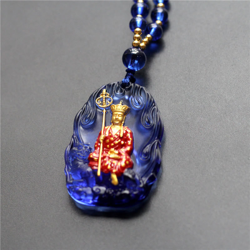 Collier pendentif amulette de compassion en cristal Buddha Stones Liuli Ksitigarbha - Ksitigarbha bleu - image 5
