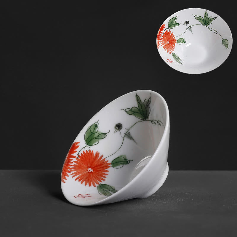 Buddha Stones Vintage Prune Orchidée Bambou Chrysanthème Lotus Koi Poisson Tasse à Thé en Céramique Tasses à Thé Kung Fu