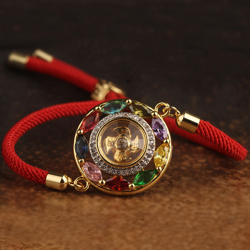 Collier pendentif en Buddha Stones colorées en cuivre et zircon pour la richesse et la chance