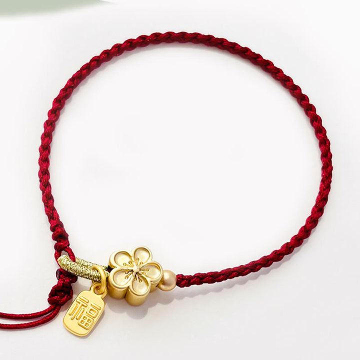 Bracelet en corde rouge fait à la main avec Buddha Stones en forme de rosette en forme de nœud papillon et de caractère Fu, porte-bonheur et fortune