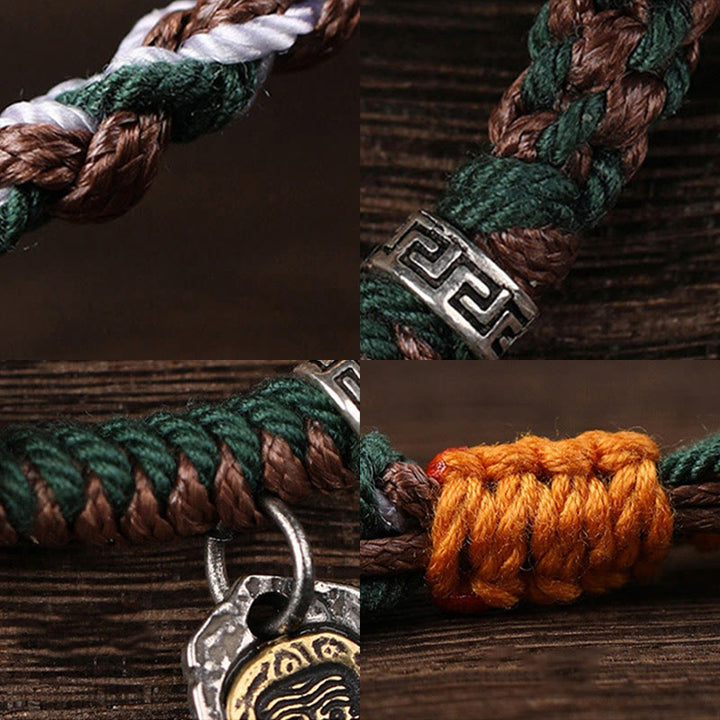 Bracelet tressé en os de chameau fait main en argent tibétain 925 avec pierres de Buddha Stones , déesse de la richesse, Zakiram