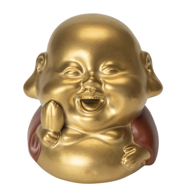 Brûleur d'encens de guérison en céramique Petit Bouddha Rieur