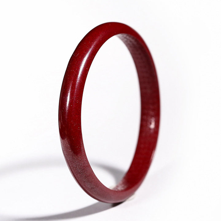 Bracelet jonc de bénédiction gravé du Sutra du cœur en Buddha Stones en cinabre