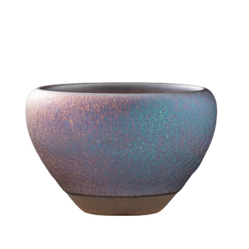 Tasse à thé en porcelaine avec Buddha Stones vintage violet arc-en-ciel chinois Jianzhan