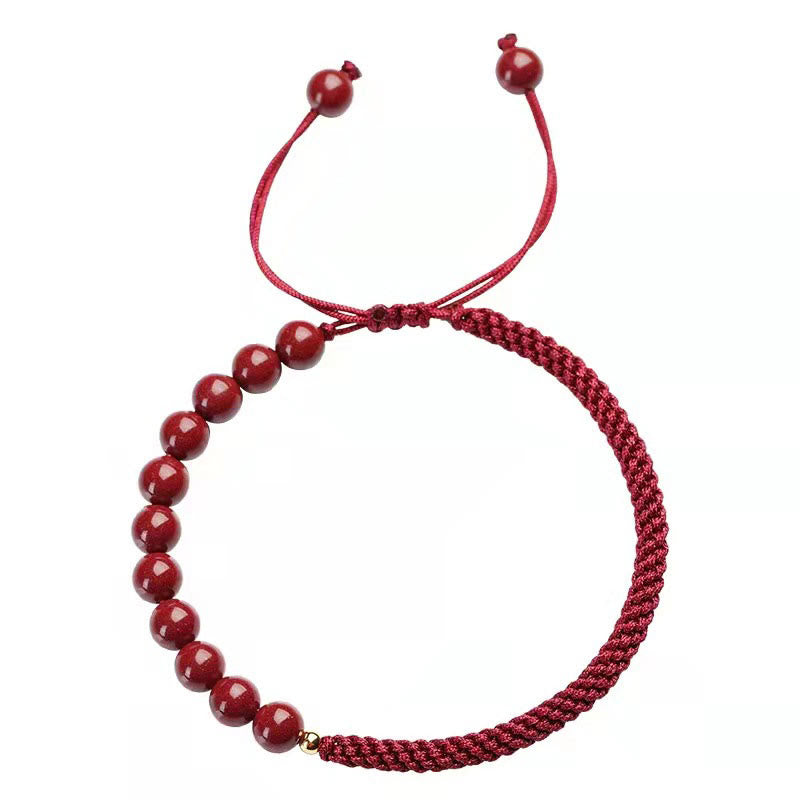 Bracelet en corde de bénédiction avec nœud King Kong en cinabre naturel et Buddha Stones