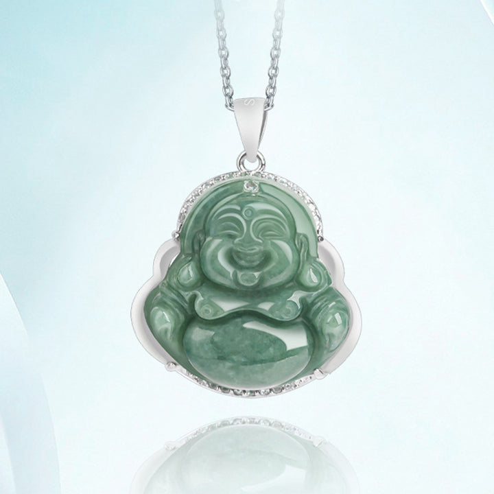 Buddha Stones en argent sterling 925 et jade Bouddha rieur - image 5