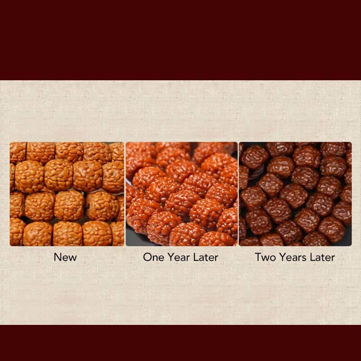 Bracelet tibétain en 108 perles de Mala Rudraksha Bodhi Seed Zodiac chinois Bouddha natal Richesse Charm