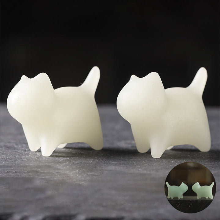 Buddha Stones 2 pièces Mini chat mignon Glowstone chat porte-bonheur lumineux décoration énergétique - 4,4*3,5*2,3 cm (2 chats) - image 0