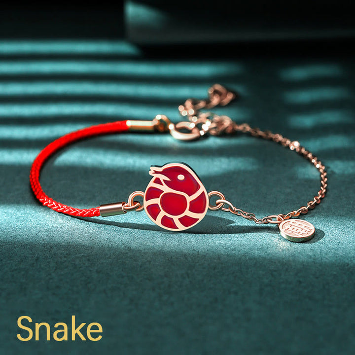 Bracelet chaîne en fil rouge Buddha Stones en argent sterling 925 changeant de couleur, signe du zodiaque chinois, protection de la chance