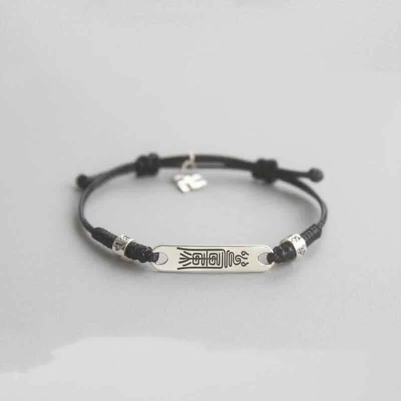Bracelet tressé en argent sterling 925 Buddha Stones et ficelle rouge