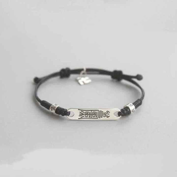 Bracelet tressé en argent sterling 925 Buddha Stones et ficelle rouge