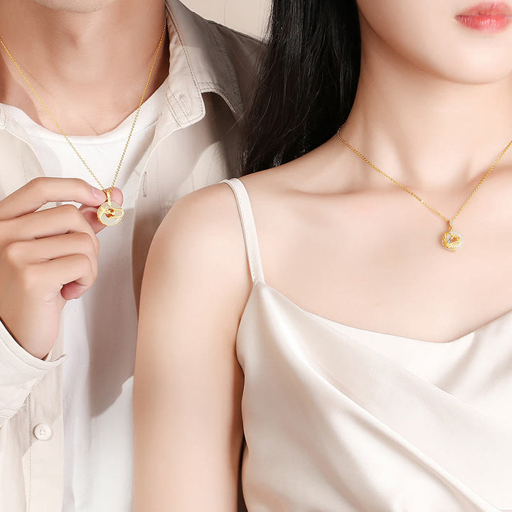 Collier pendentif porte-bonheur en argent sterling 925 avec Buddha Stones et jade Hetian de l'année du dragon et du phénix doré - image 7