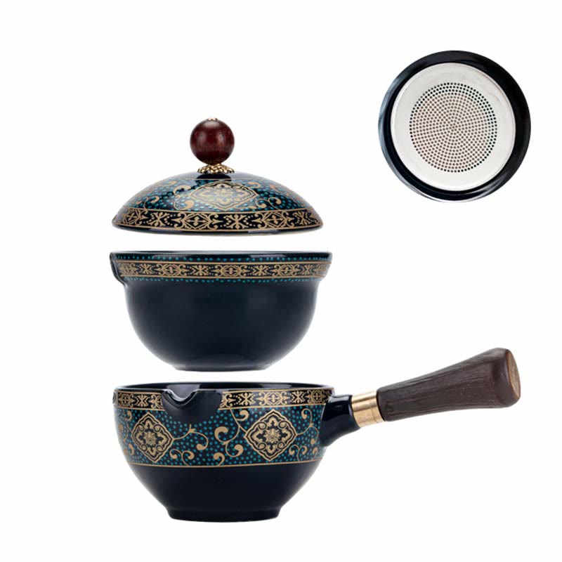 Service à thé chinois Gongfu en Buddha Stones avec théière en céramique et sac cadeau portable