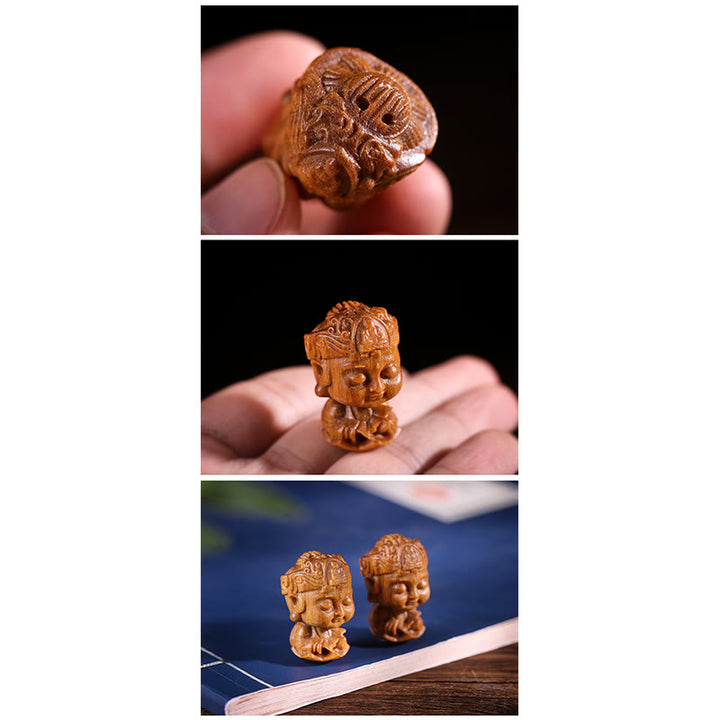 Bouddha du zodiaque chinois Natal Bois de santal vert Lotus Gravé Décoration de la maison positive - image 7