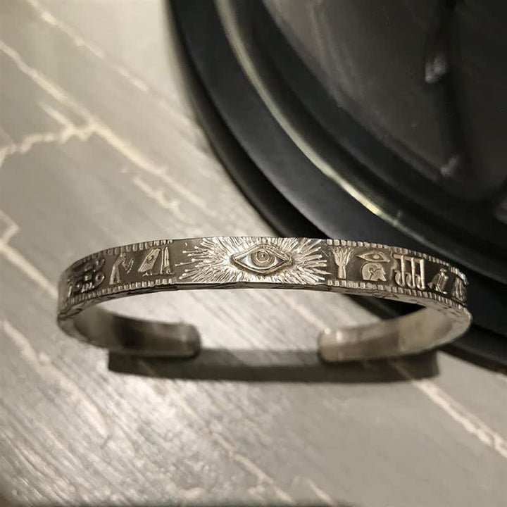 Bracelet manchette en cuivre Buddha Stones et protection œil d'Horus