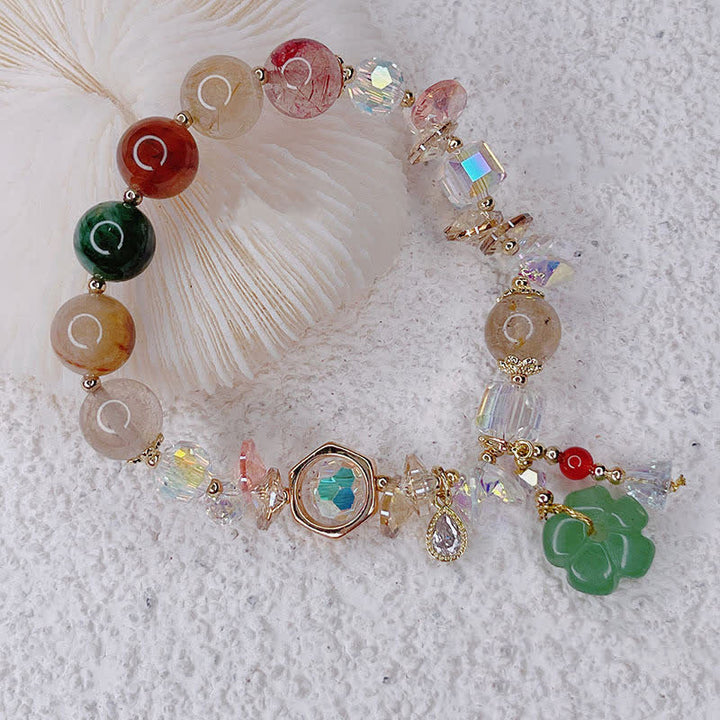 Bracelet porte-bonheur en perles de fleurs d'aventurine verte et Buddha Stones
