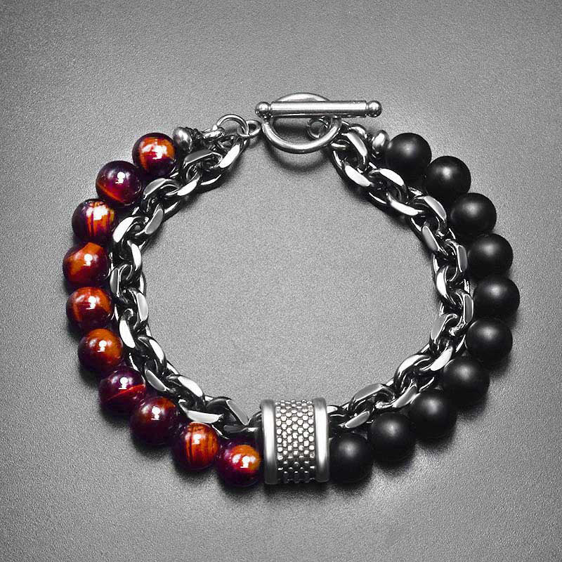 Bracelet de protection en œil de tigre naturel, lazurite et lapis-lazuli de Buddha Stones - Œil de tigre rouge - image 8
