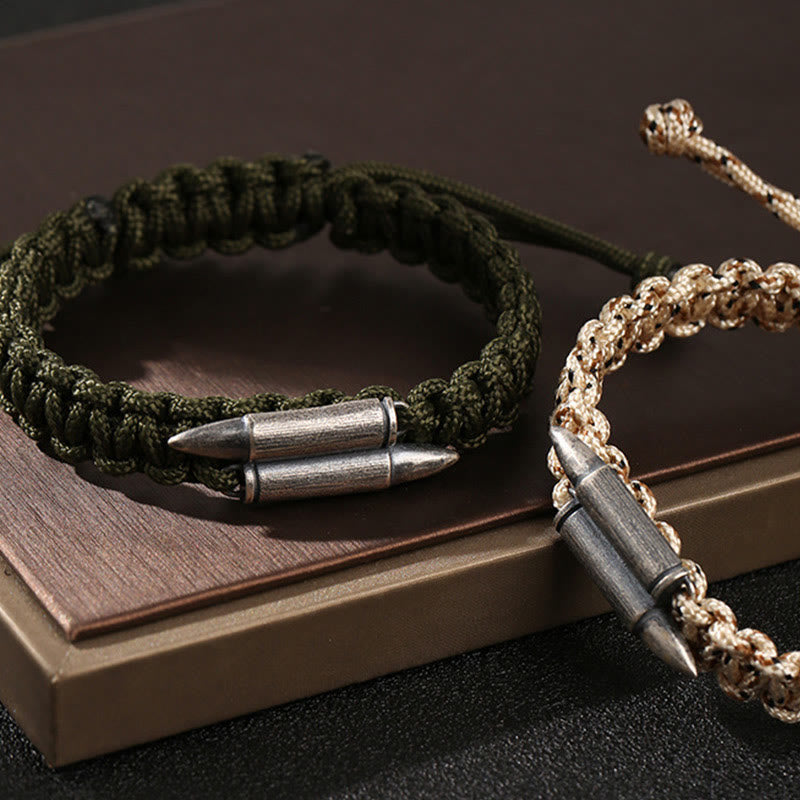 Bracelet en corde tressée en argent sterling 925 avec motif de balle de Buddha Stones